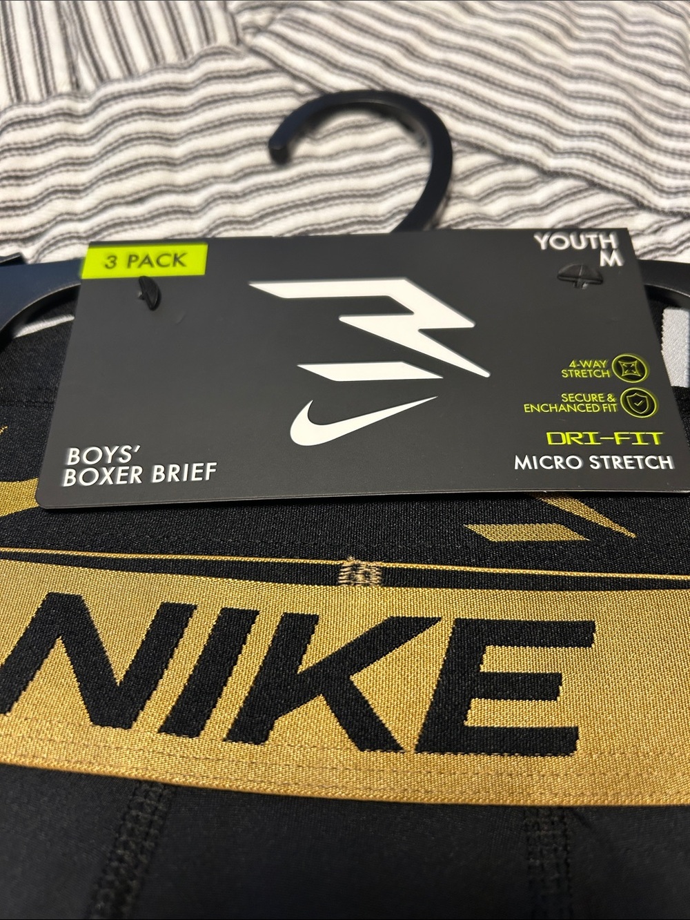 Nike Black Boxer Briefs with Gold Branded Waistband - Picture 2 of 6
